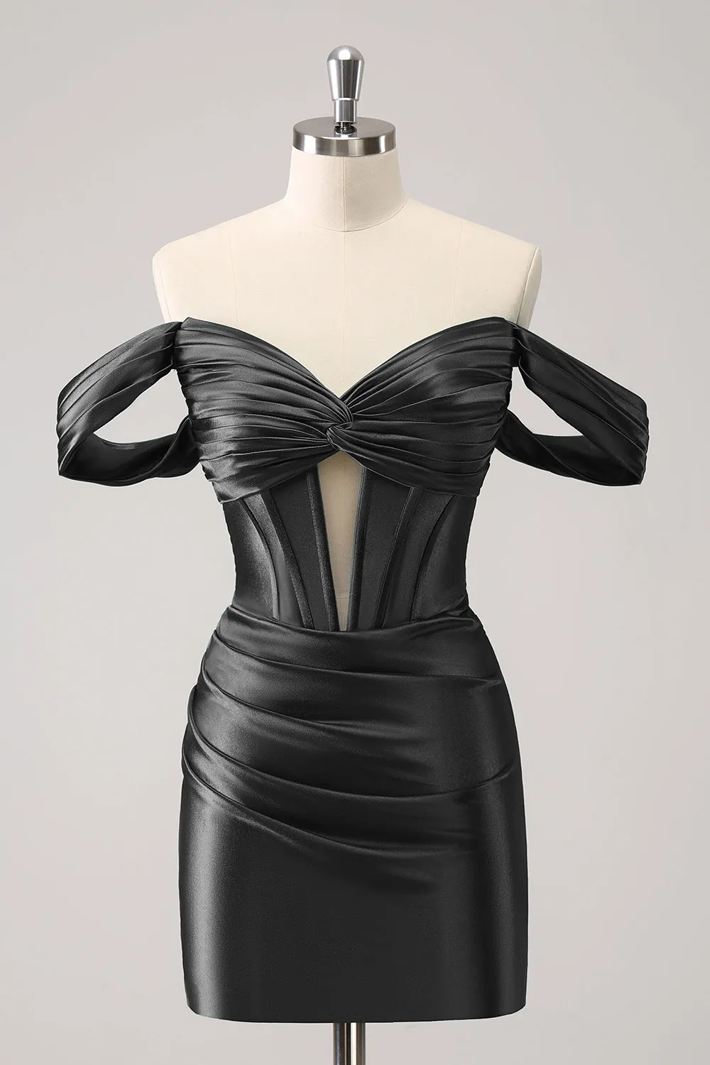 Stylish Dark Green Bodycon Off The Shoulder Hollow Out Corset Short Homecoming Dress