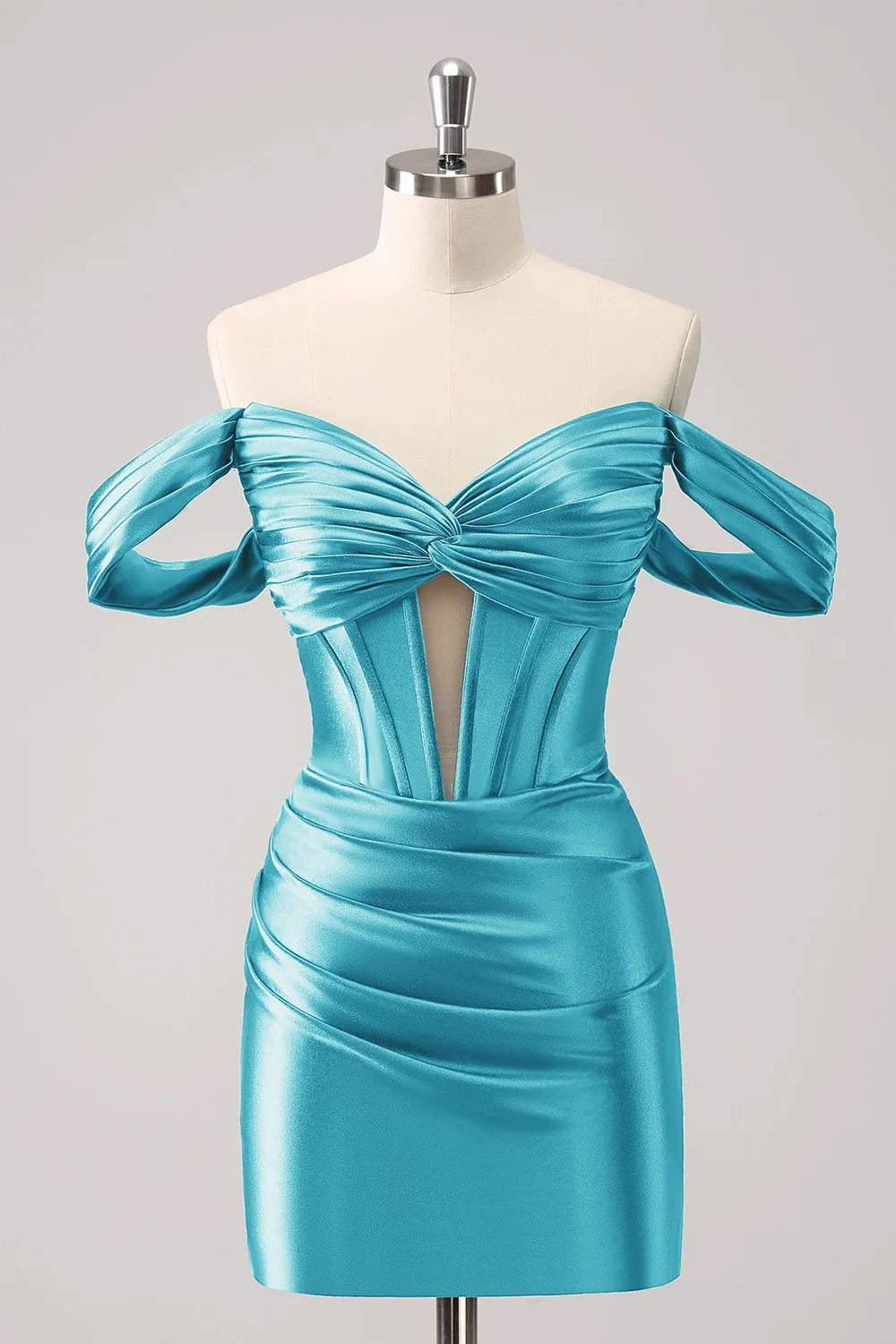 Stylish Dark Green Bodycon Off The Shoulder Hollow Out Corset Short Homecoming Dress