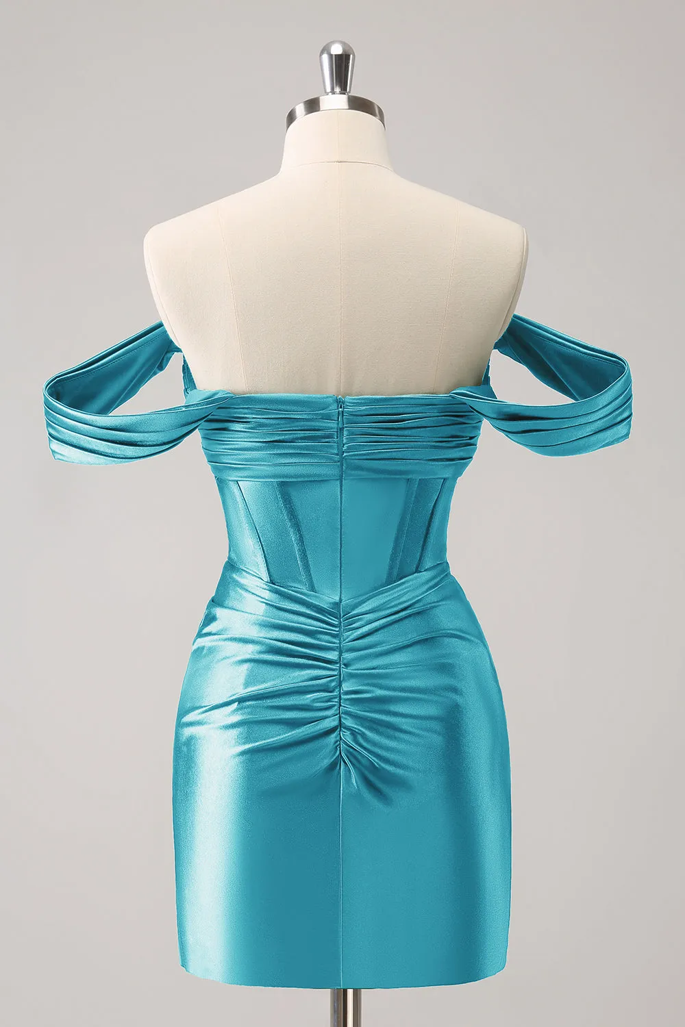 Stylish Dark Green Bodycon Off The Shoulder Hollow Out Corset Short Homecoming Dress