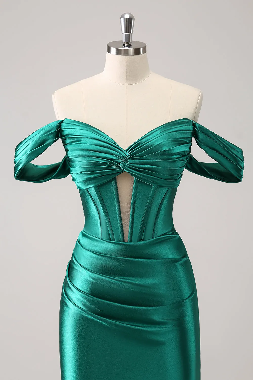 Stylish Dark Green Bodycon Off The Shoulder Hollow Out Corset Short Homecoming Dress