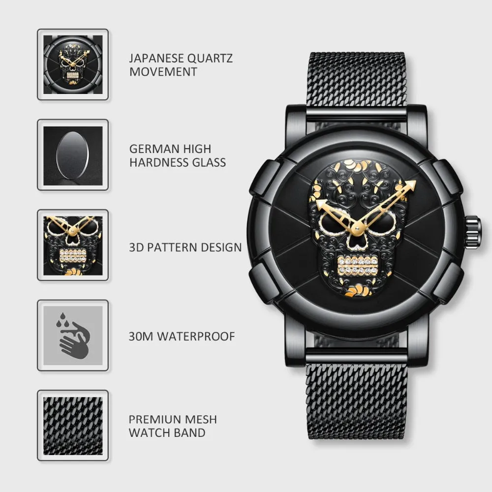 Stylish Men Skull Watch