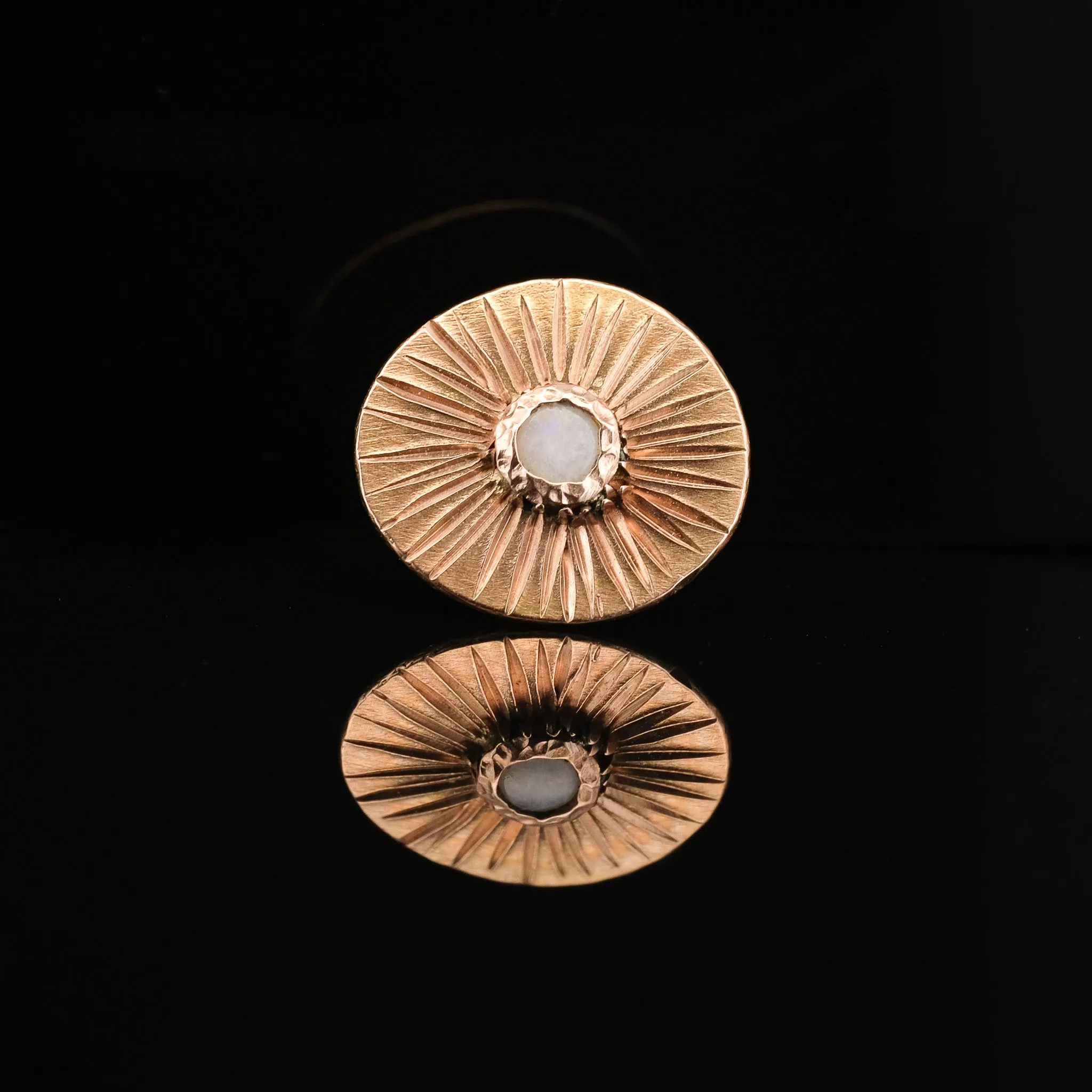 Sunburst - Rose Gold   Opal - Threaded End - 14ga
