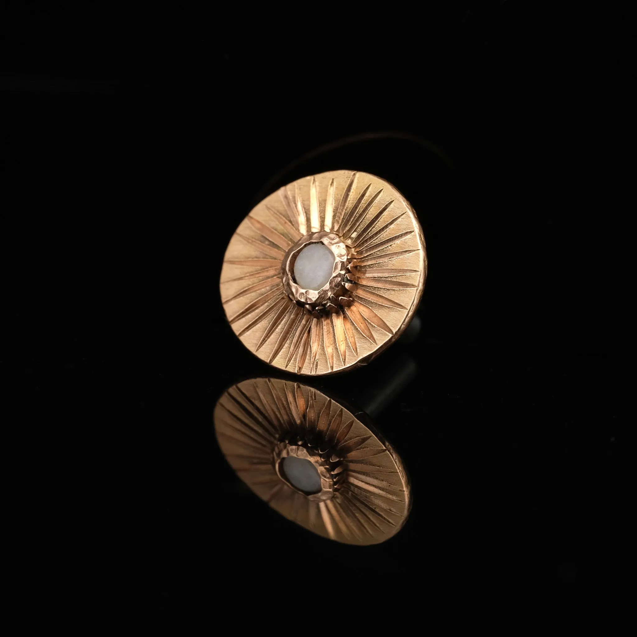Sunburst - Rose Gold   Opal - Threaded End - 14ga