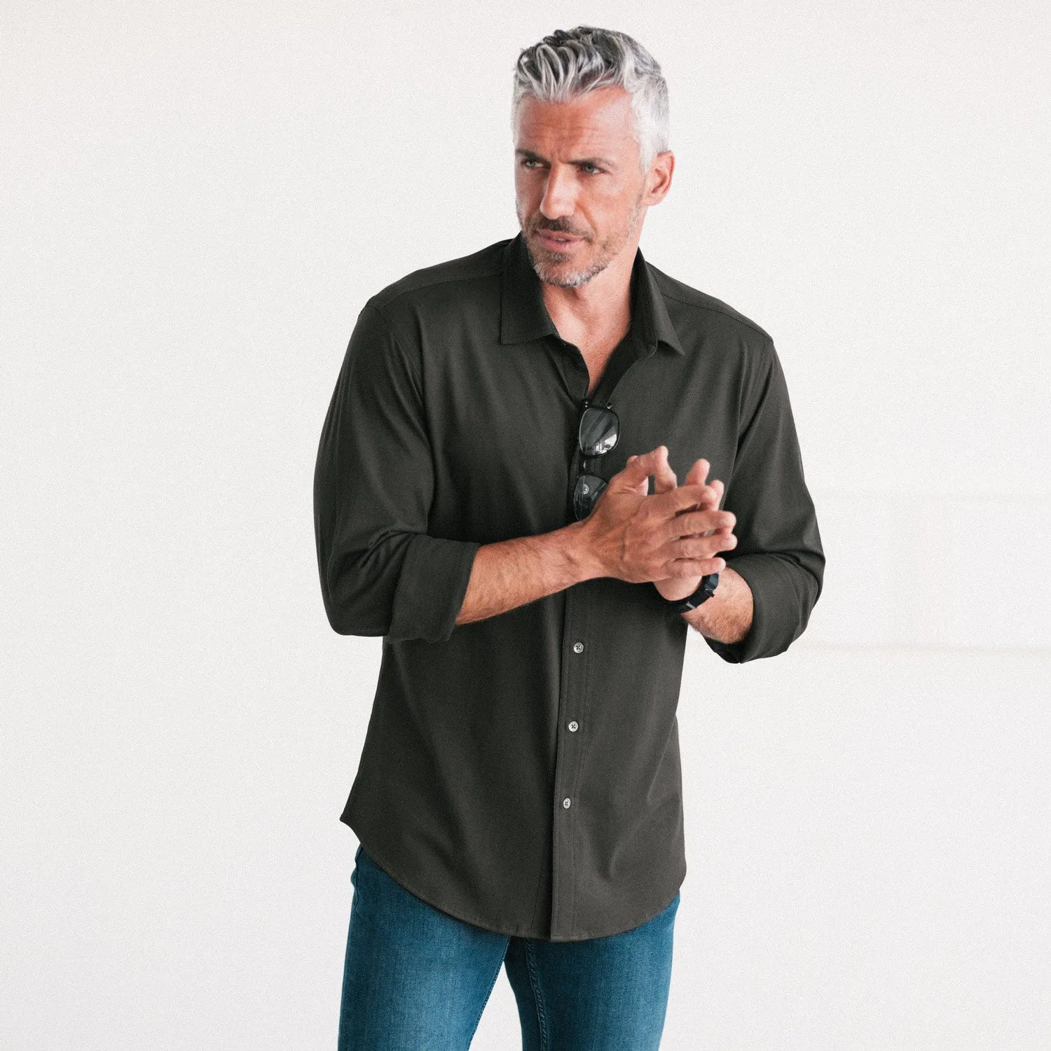 T-Shirt Shirt - Jet Black Cotton Jersey
