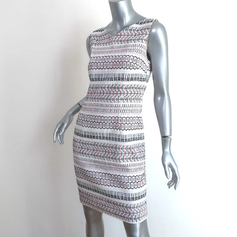 Talbot Runhof Sleeveless Sheath Dress White Embroidered Cotton-Blend Size 6