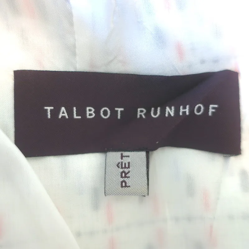 Talbot Runhof Sleeveless Sheath Dress White Embroidered Cotton-Blend Size 6