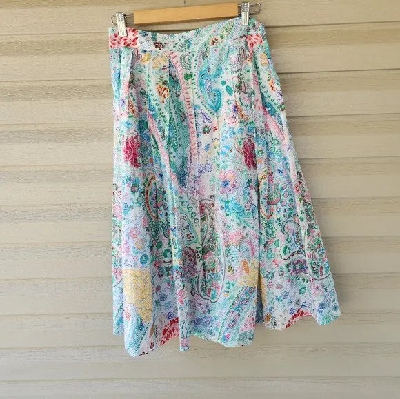 Talbots Festive floral pleated midi skirt size 2
