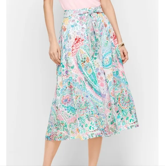 Talbots Festive floral pleated midi skirt size 2