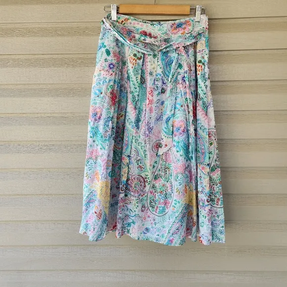 Talbots Festive floral pleated midi skirt size 2