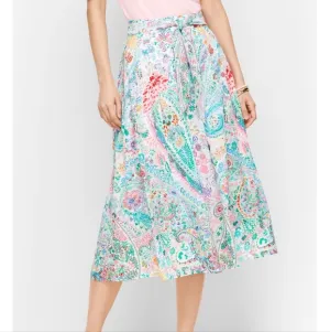 Talbots Festive floral pleated midi skirt size 2