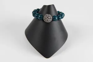Teal agate with white topaz bead