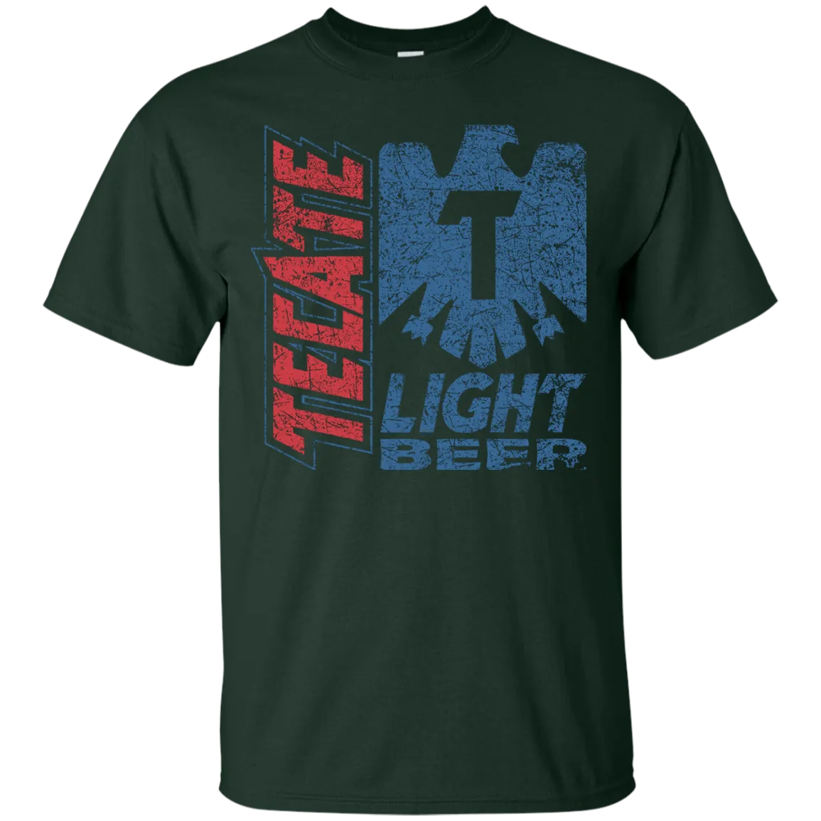 Tecate Beer T-Shirt Custom Designed Color Worn Label Pattern