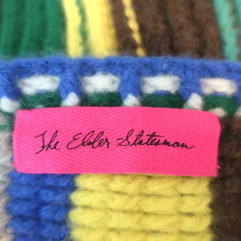 The Elder Statesman Hacky Crochet Knit Cashmere Sweater Multi Size Medium/Large