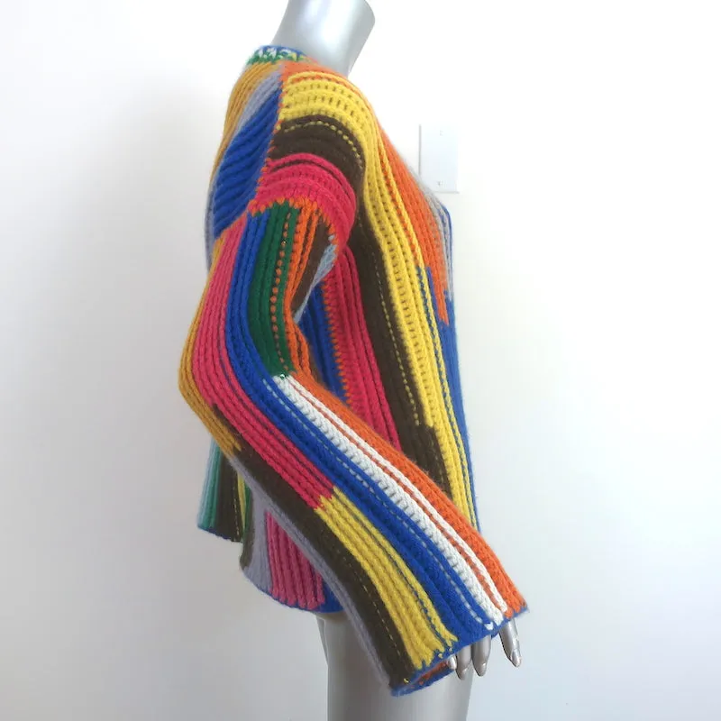 The Elder Statesman Hacky Crochet Knit Cashmere Sweater Multi Size Medium/Large