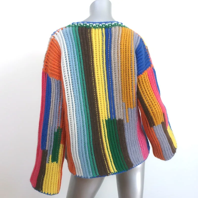 The Elder Statesman Hacky Crochet Knit Cashmere Sweater Multi Size Medium/Large