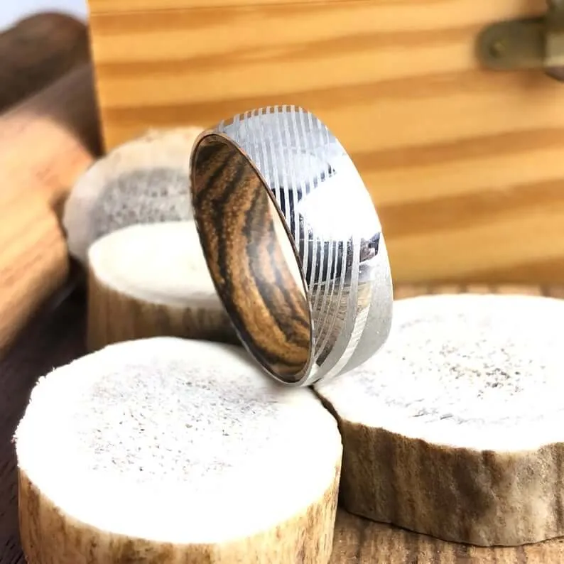 The Excalibur | Damascus Steel Wedding Band