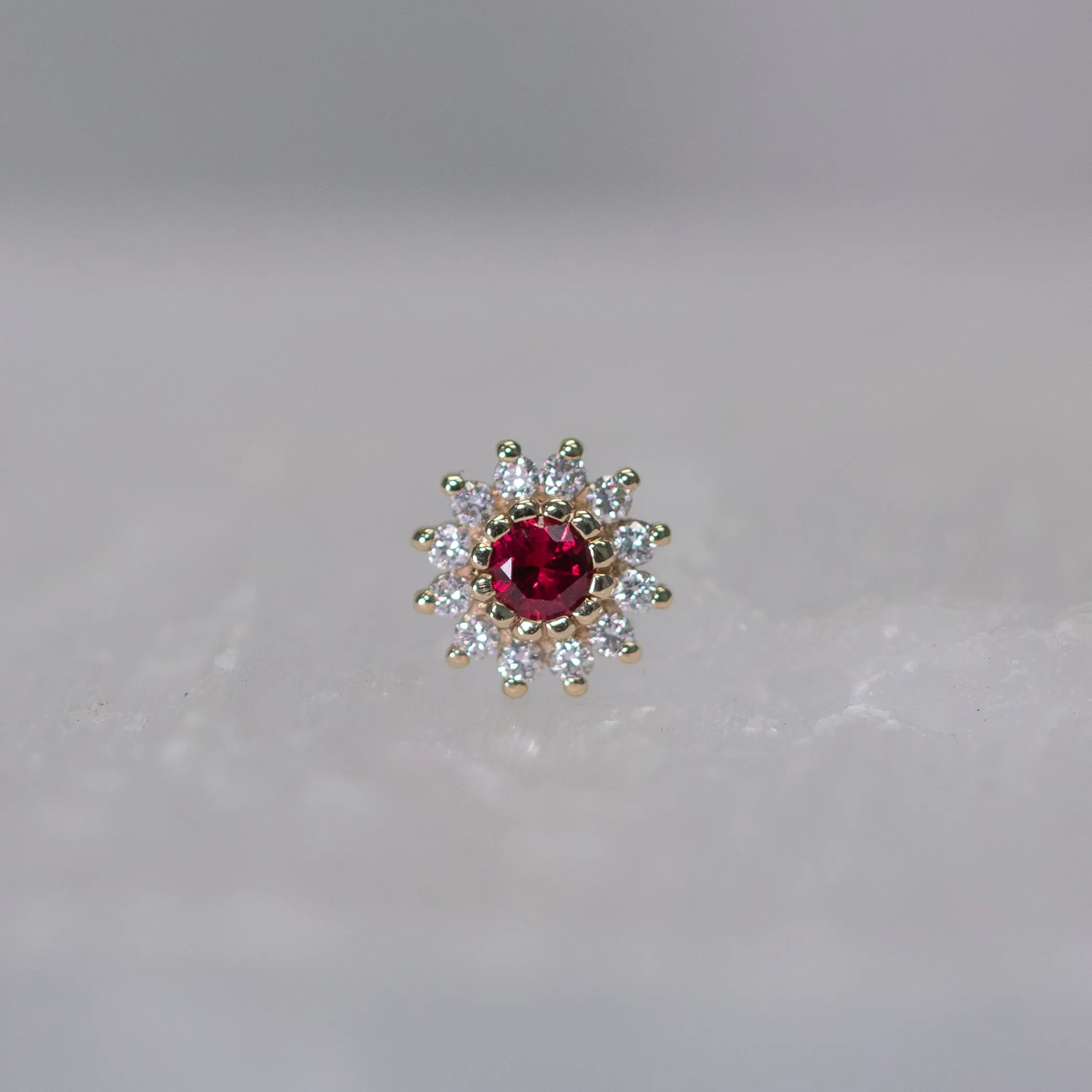 The Rose with Ruby & Diamonds 18g/16g Threaded End