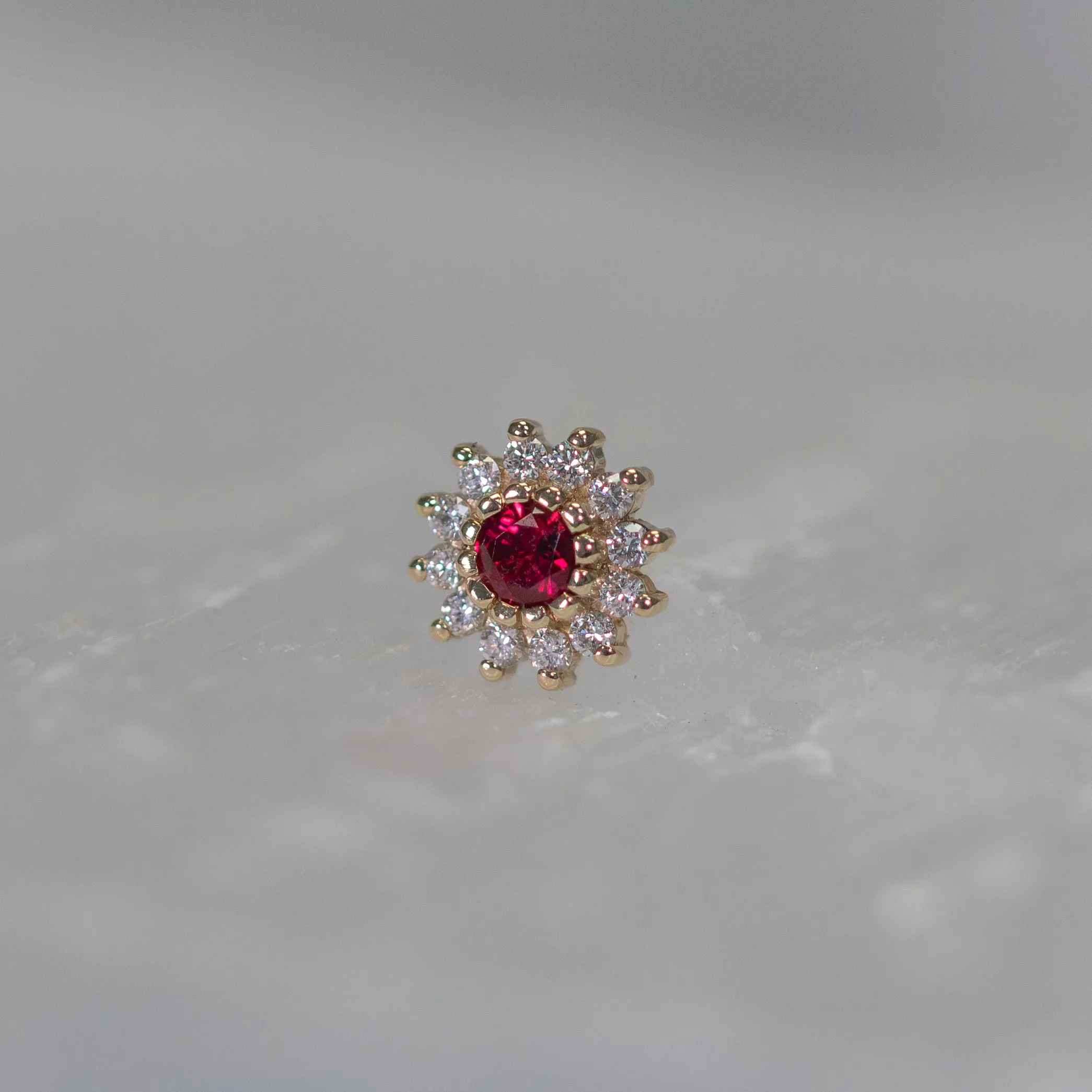 The Rose with Ruby & Diamonds 18g/16g Threaded End