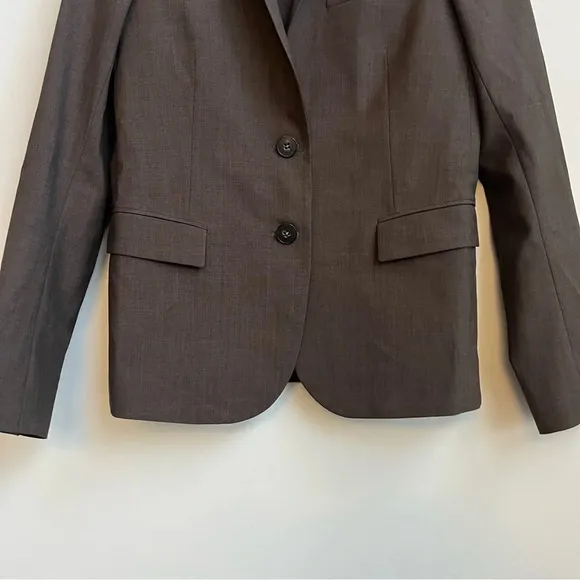 Theory Matelda Tailor Two Button Blazer Jacket Brown Wool Size 6 Alpaca Melange