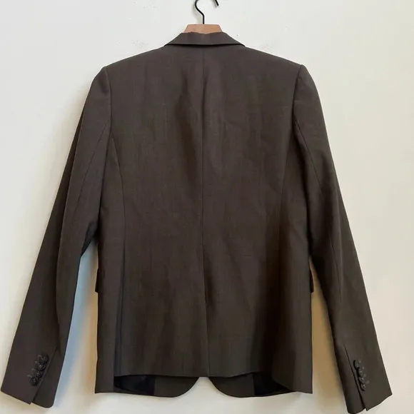 Theory Matelda Tailor Two Button Blazer Jacket Brown Wool Size 6 Alpaca Melange