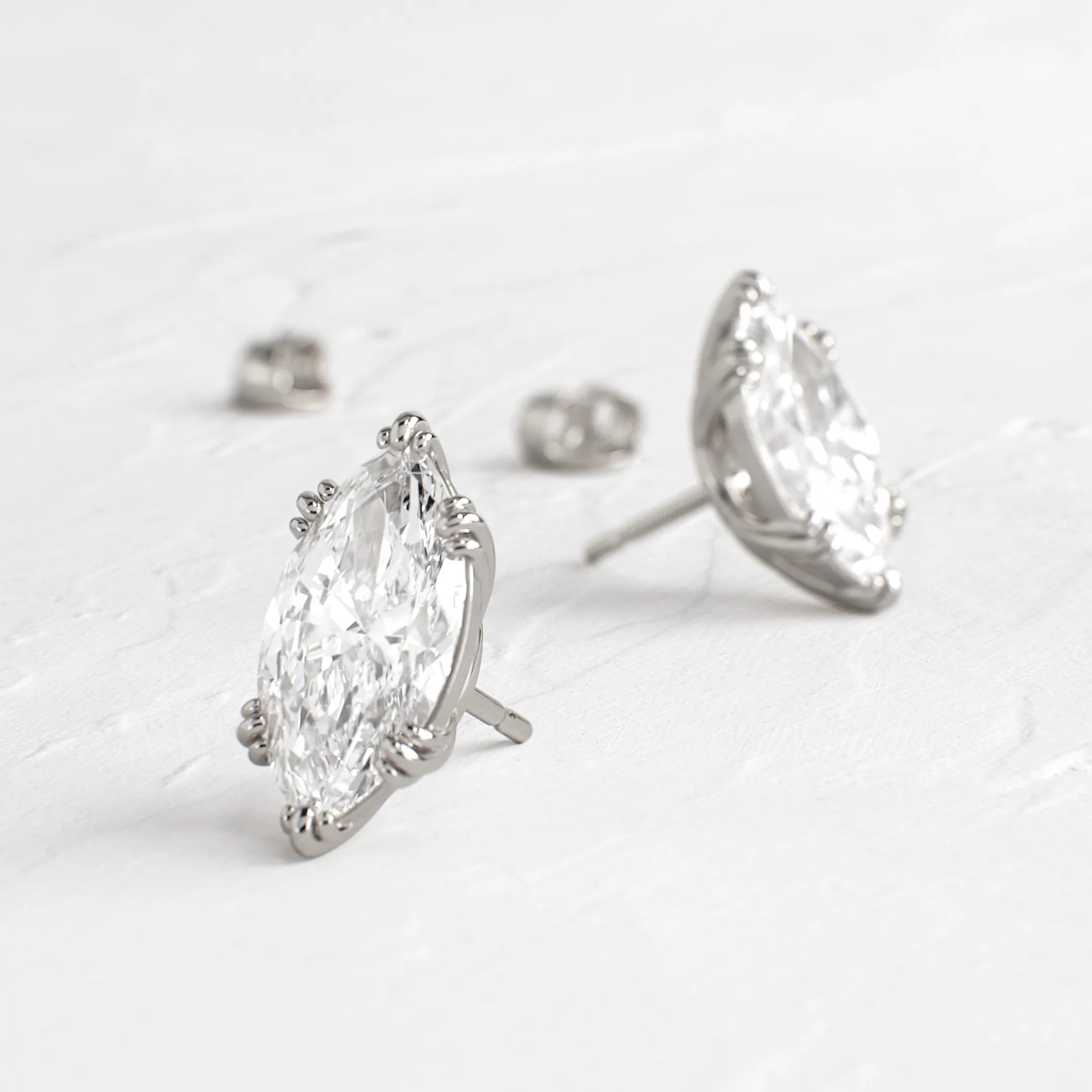 Threaded Studs, Marquise Cut