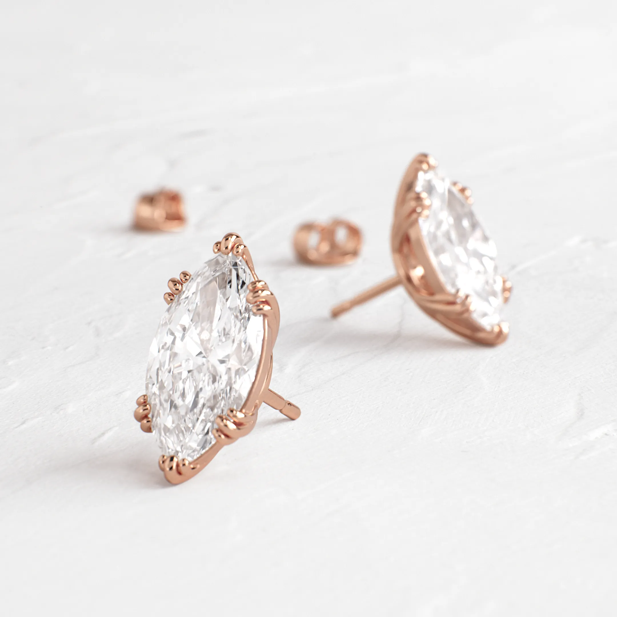 Threaded Studs, Marquise Cut