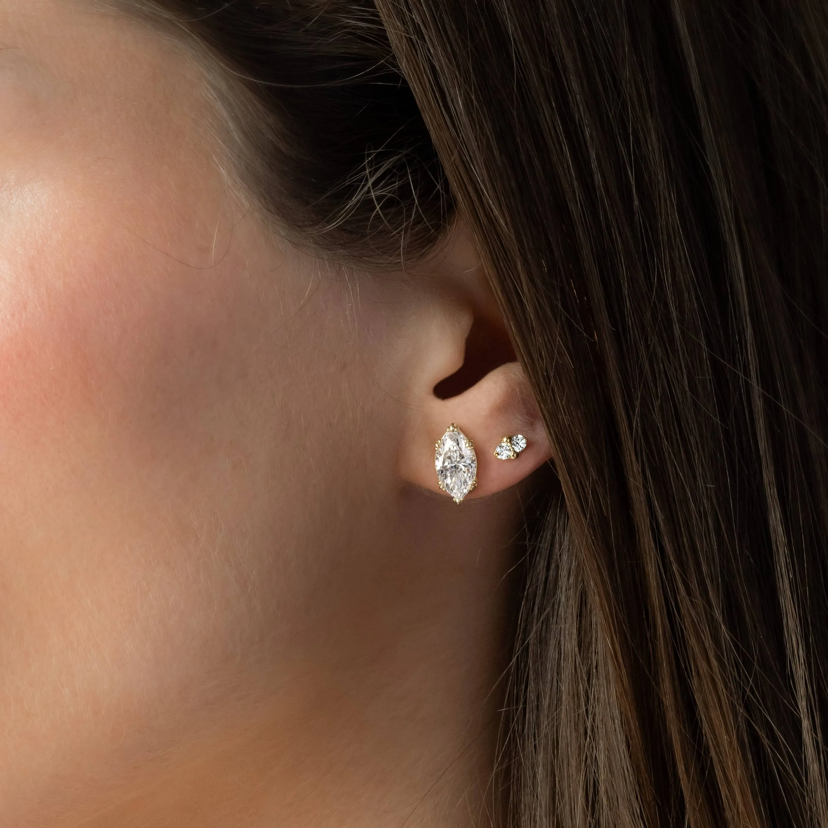 Threaded Studs, Marquise Cut