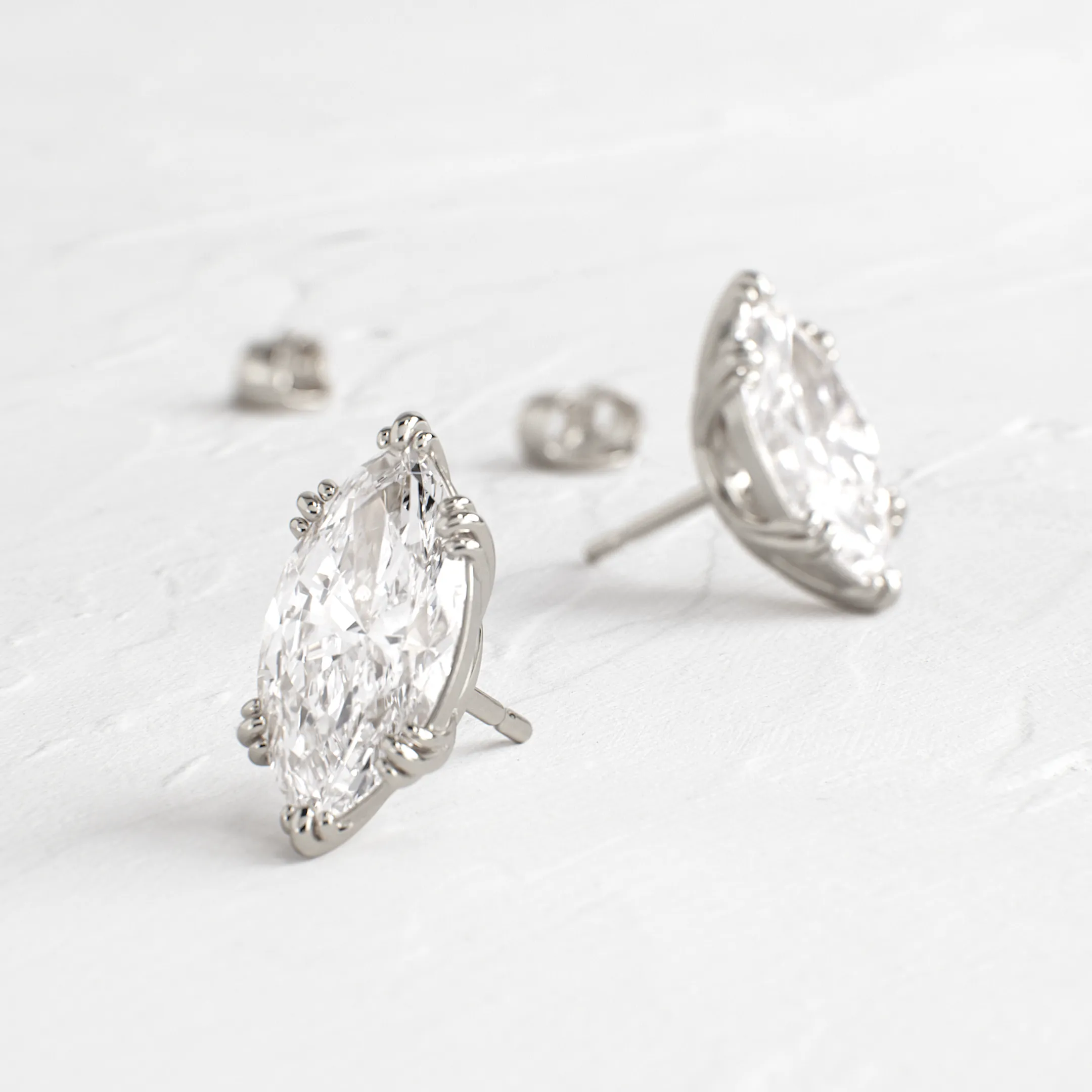 Threaded Studs, Marquise Cut