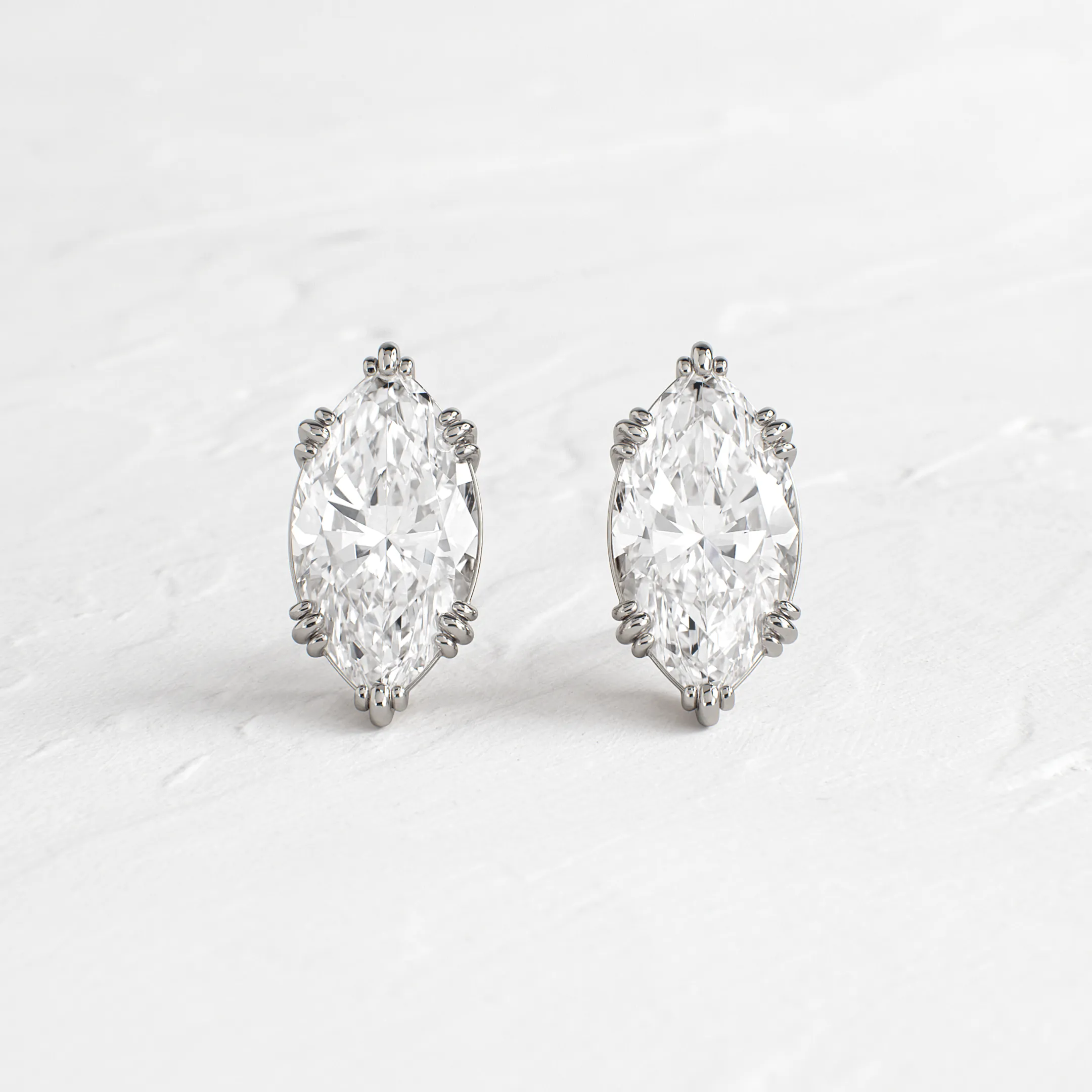 Threaded Studs, Marquise Cut