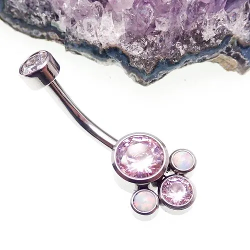 Titanium Opal & Swarovski Crystal Belly ring