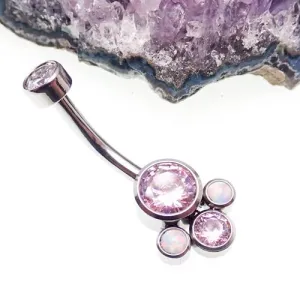 Titanium Opal & Swarovski Crystal Belly ring