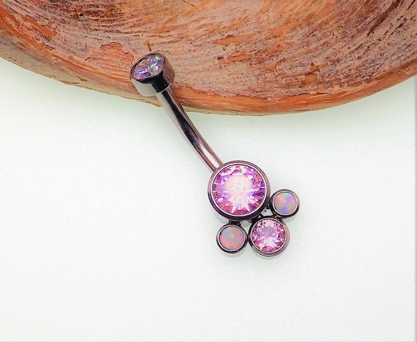 Titanium Opal & Swarovski Crystal Belly ring