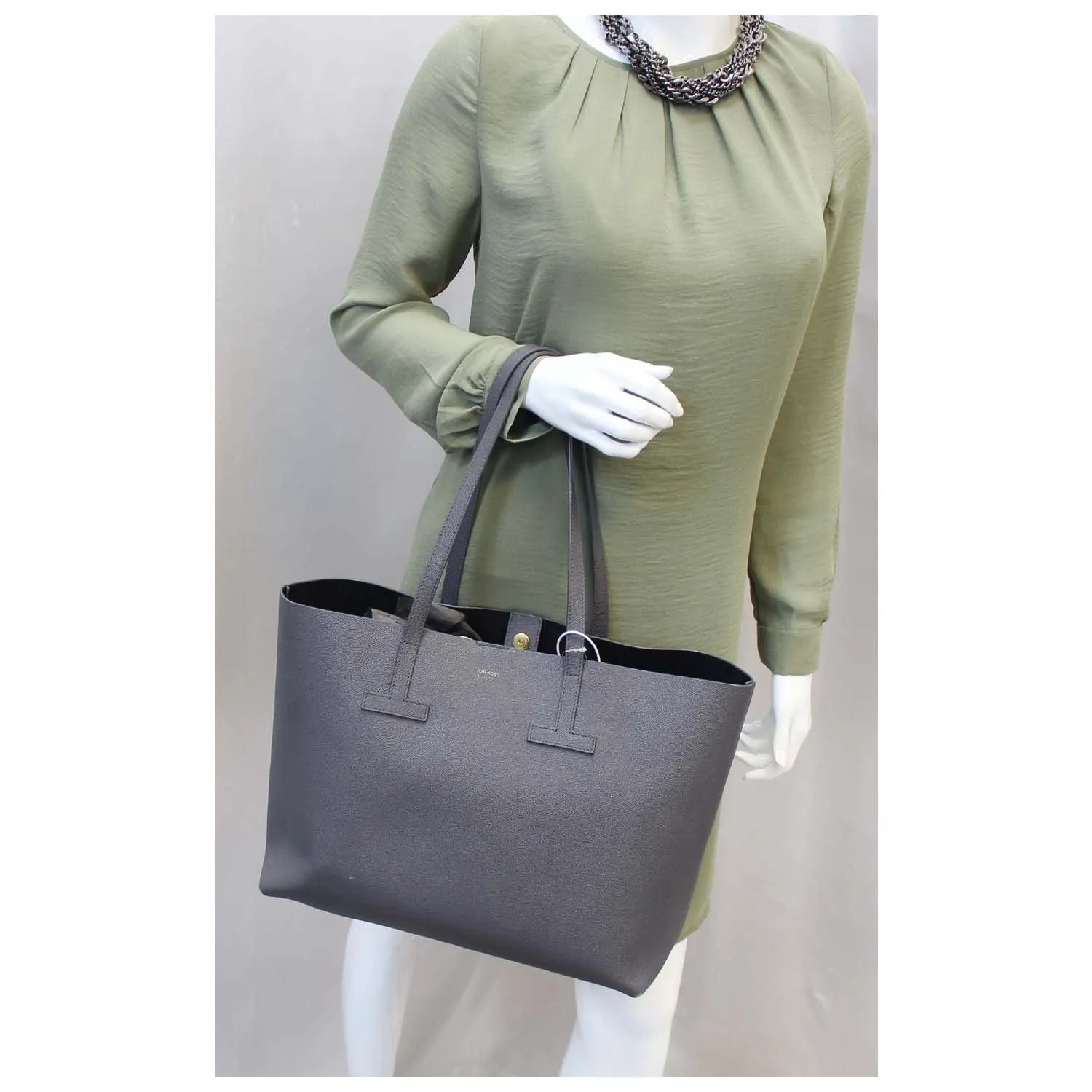 TOM FORD Large Grained Leather T Tote Bag - Last Call