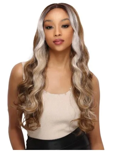 Transparent Lace Loose Curl Long Wig - Plum