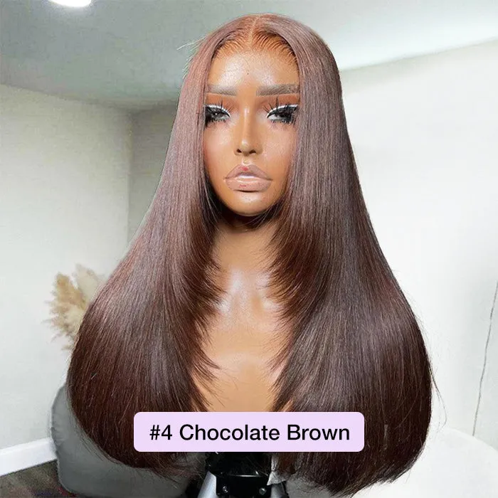 Trendy Layered Cut Straight Wig 13x6 Transparent HD Lace Frontal Wig