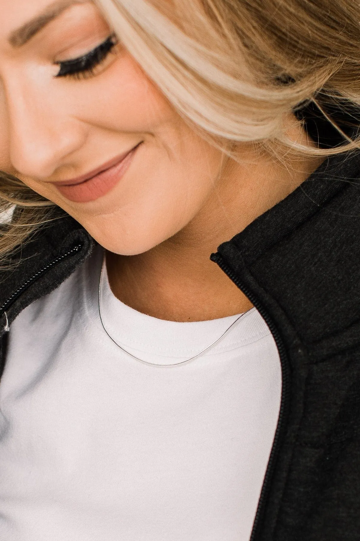 Trendy Moments Herringbone Necklace- Silver