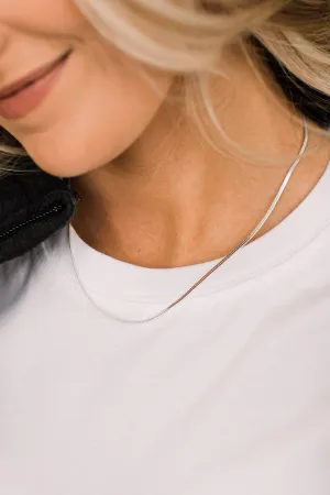 Trendy Moments Herringbone Necklace- Silver