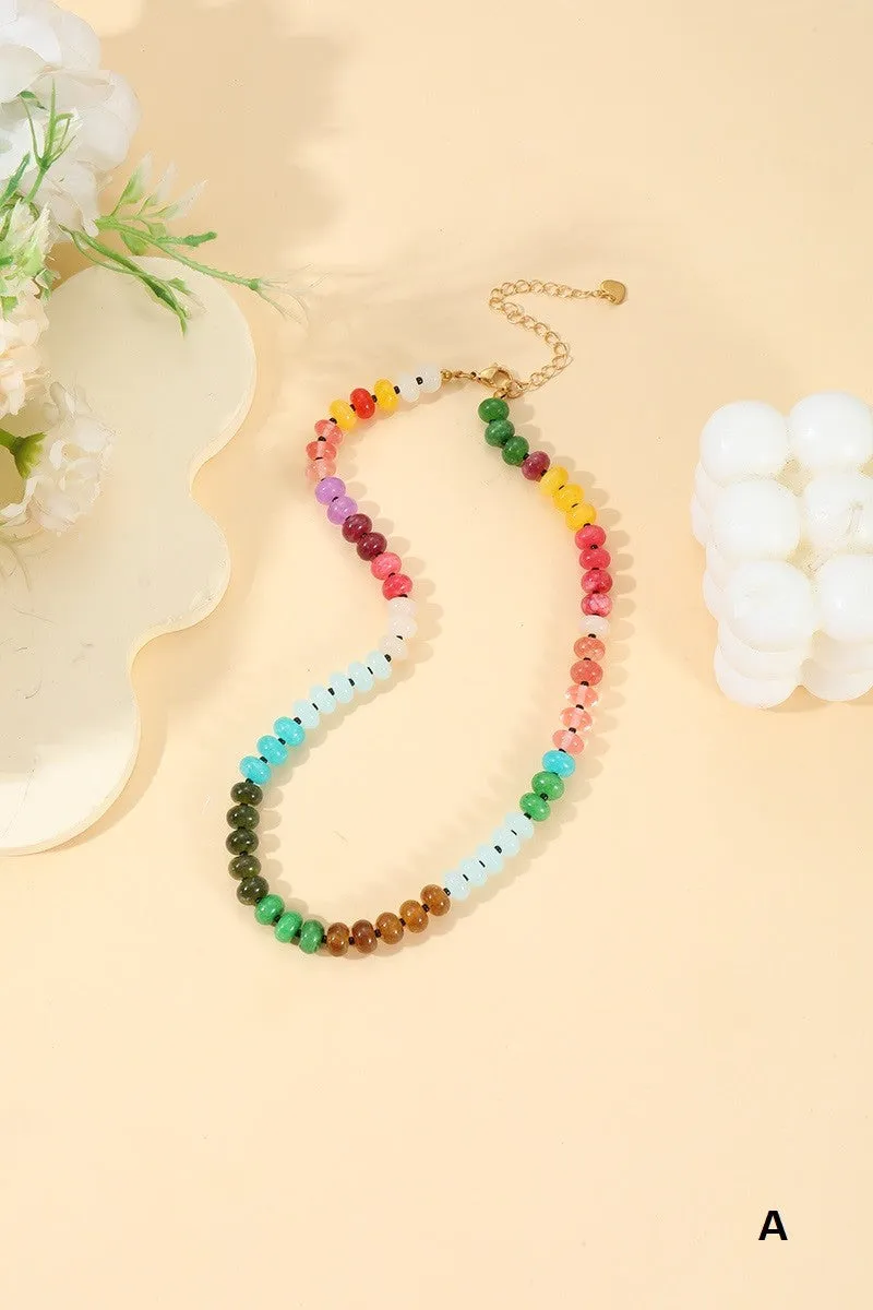 TRENDY NATURAL AGATE GEMSTONE NECKLACE - 3 COLORS