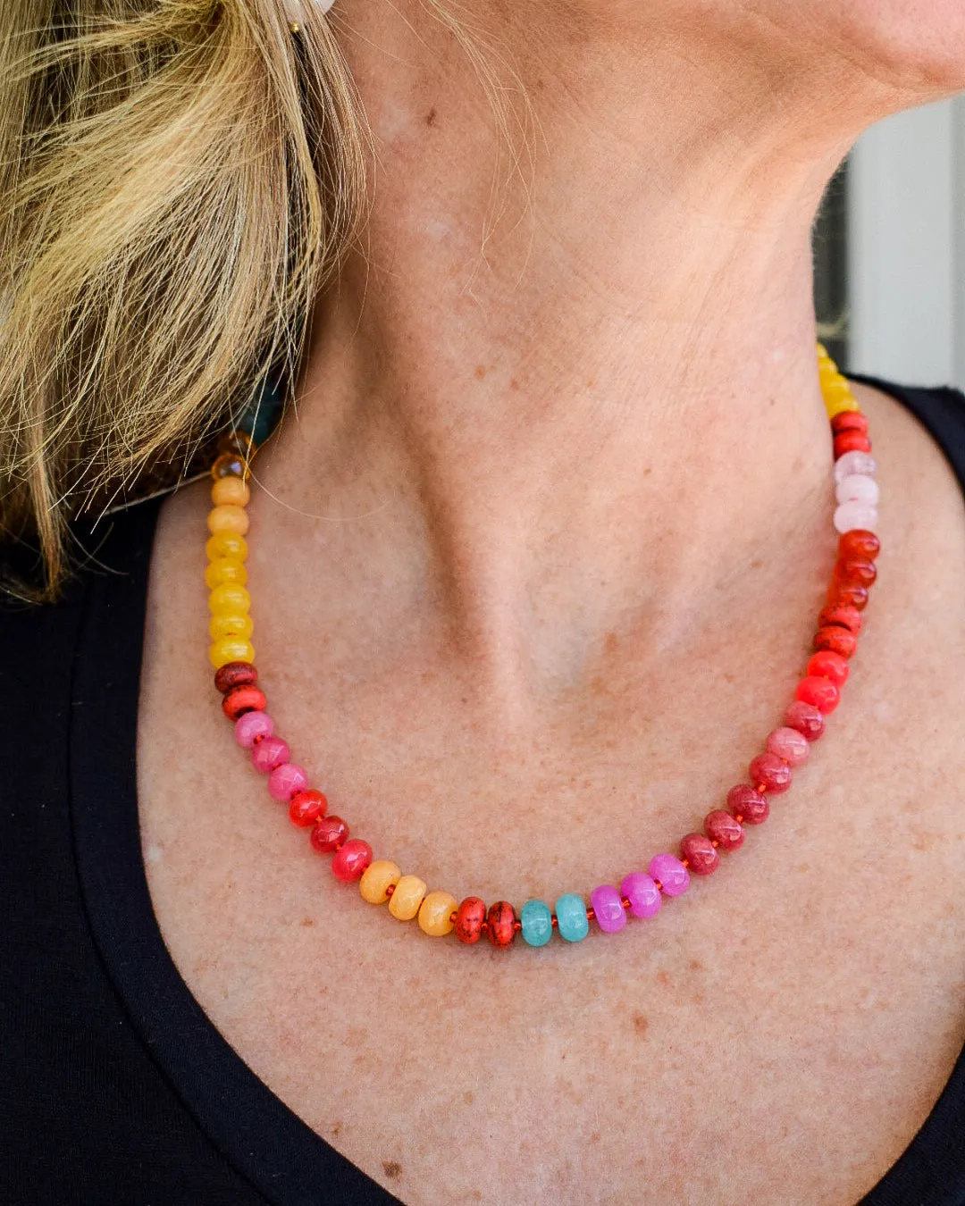 TRENDY NATURAL AGATE GEMSTONE NECKLACE - 3 COLORS