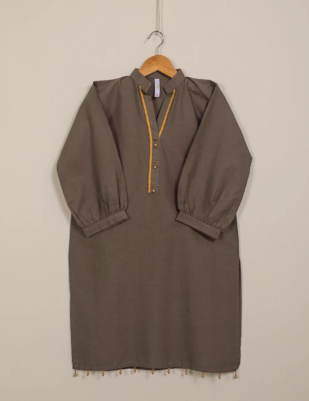 TS-122-Brownish Grey - Cotton Stitched Kurti