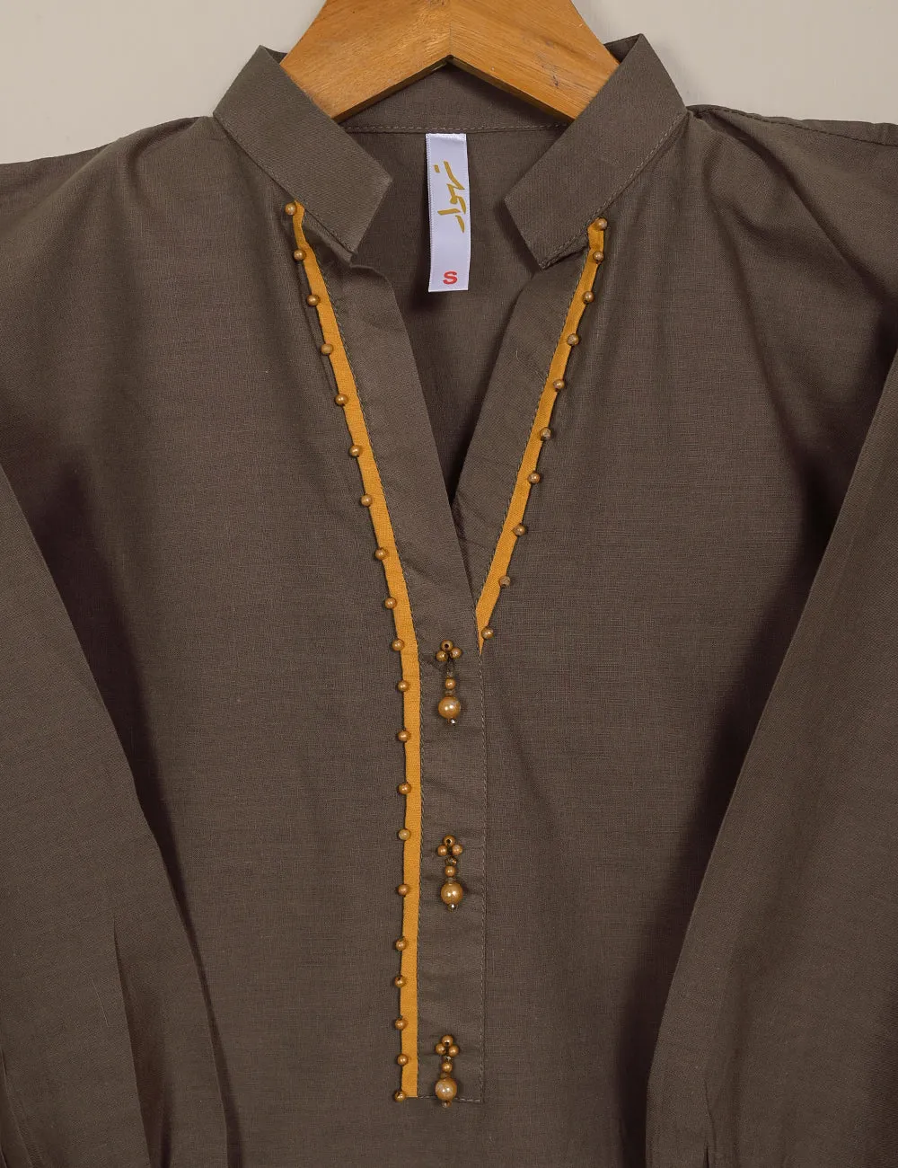 TS-122-Brownish Grey - Cotton Stitched Kurti
