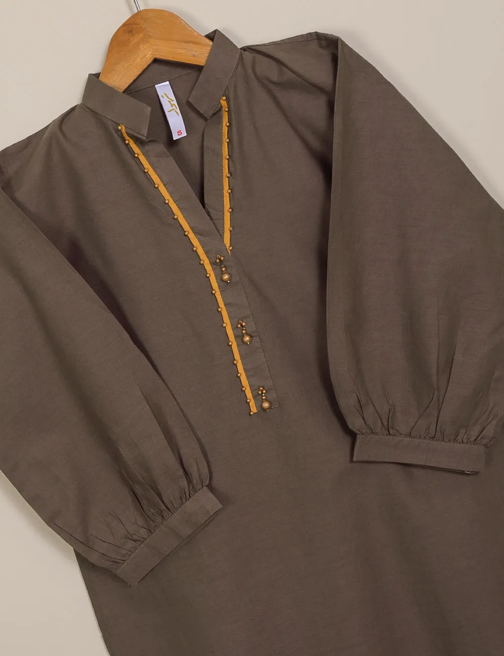 TS-122-Brownish Grey - Cotton Stitched Kurti