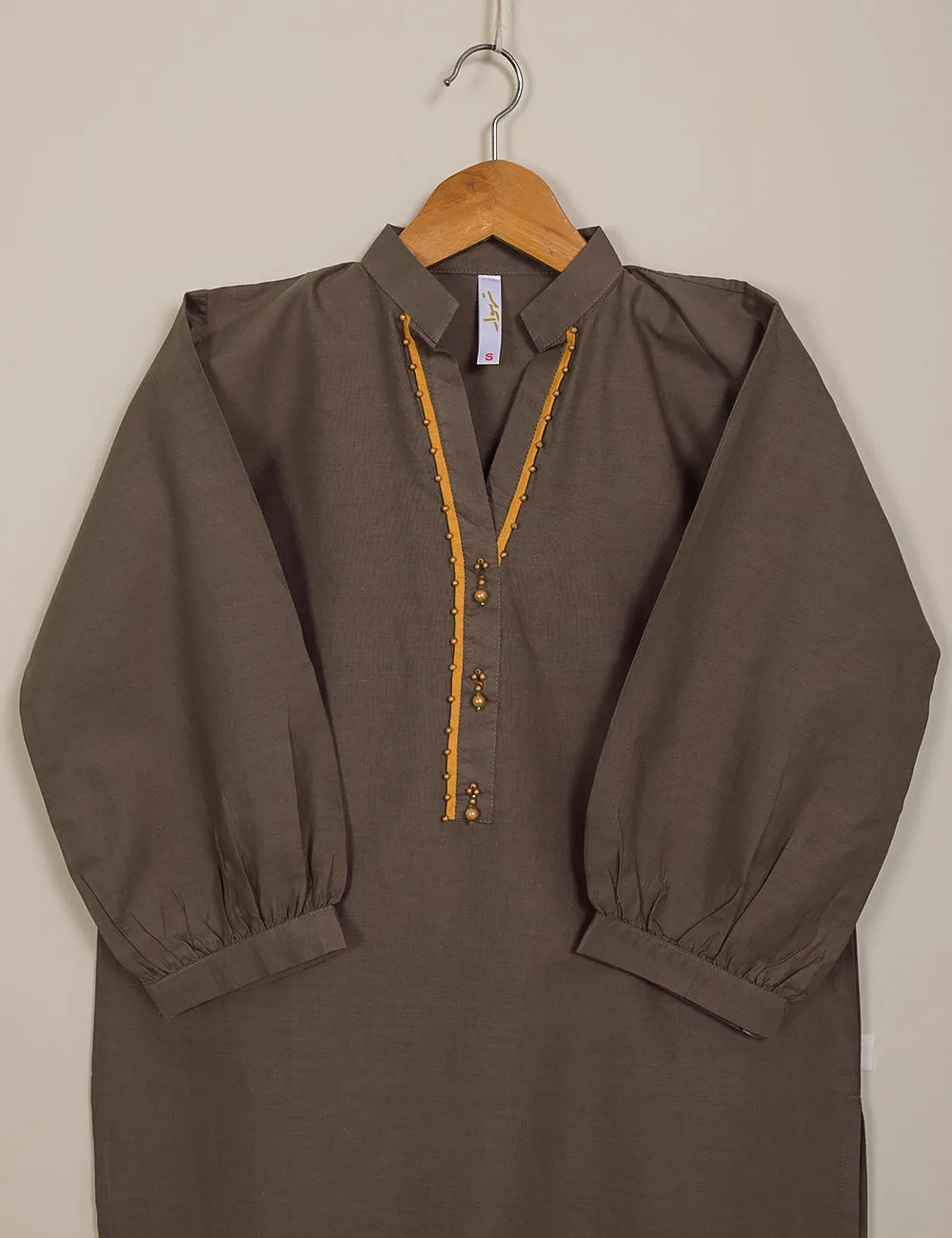 TS-122-Brownish Grey - Cotton Stitched Kurti