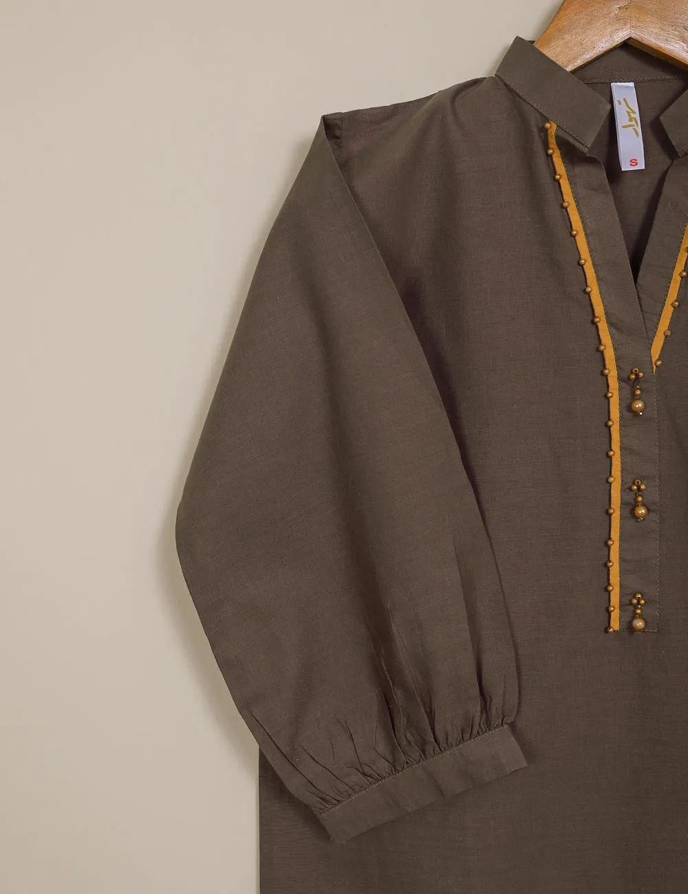 TS-122-Brownish Grey - Cotton Stitched Kurti