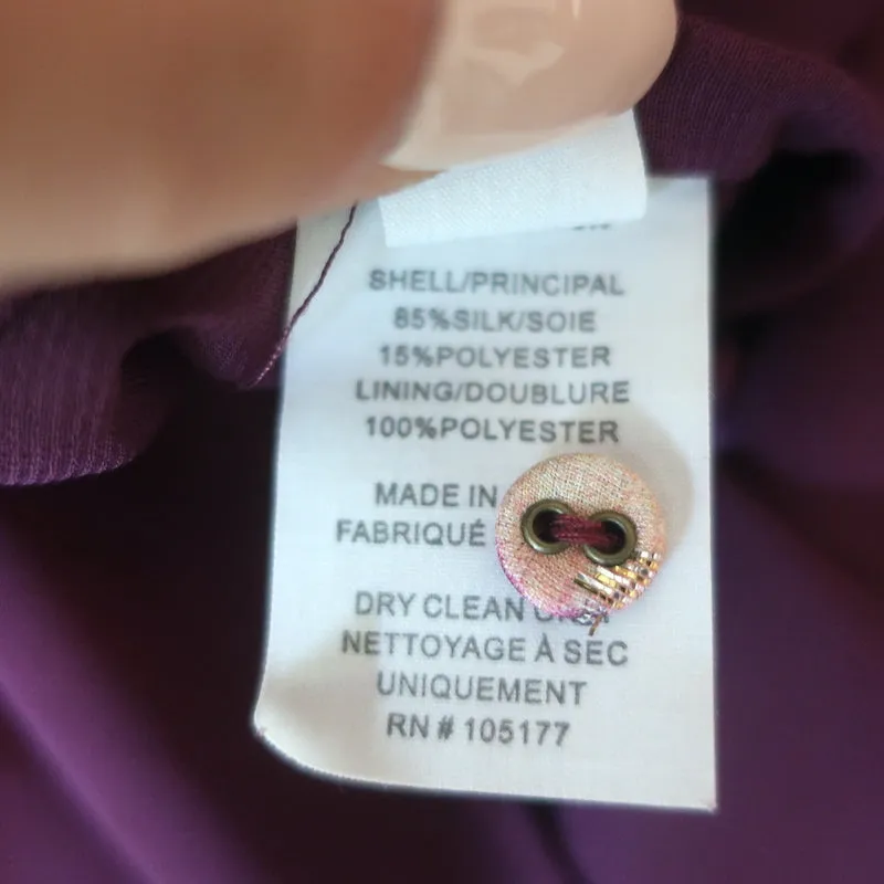 Ulla Johnson Asymmetric Midi Dress Aurelie Bordeaux Silk-Blend Fil Coupe Size 6