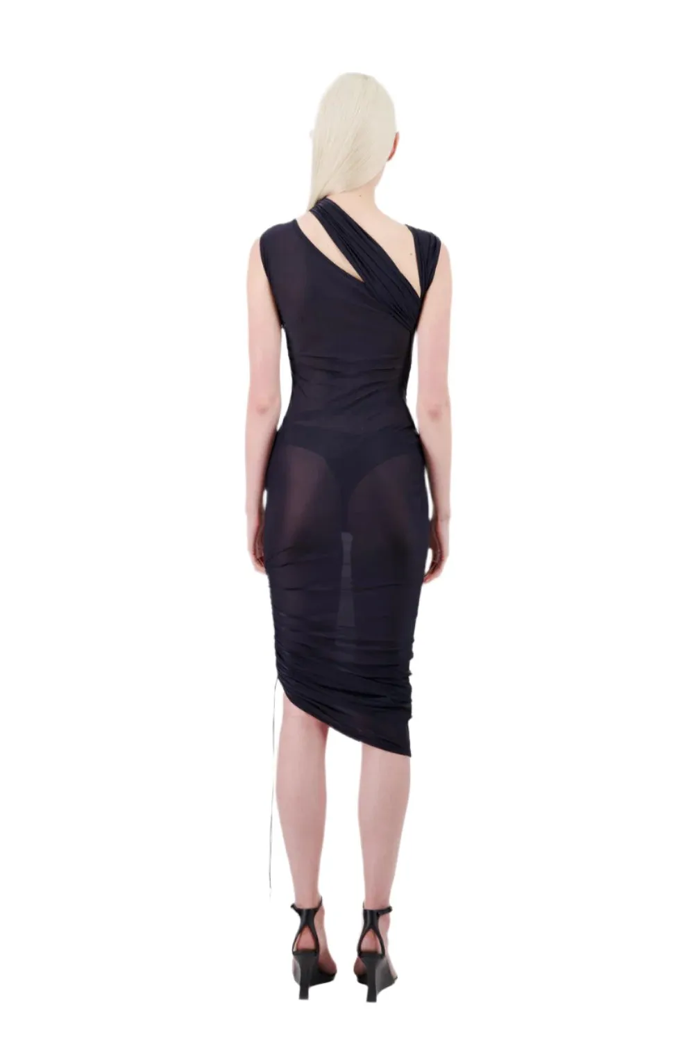 VAILLANT Assymetric Jersey Knotted Dress with Twist Neckline