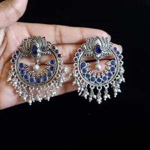 Valli K Trendy Earring With Oxidised Plating RN10 Blue