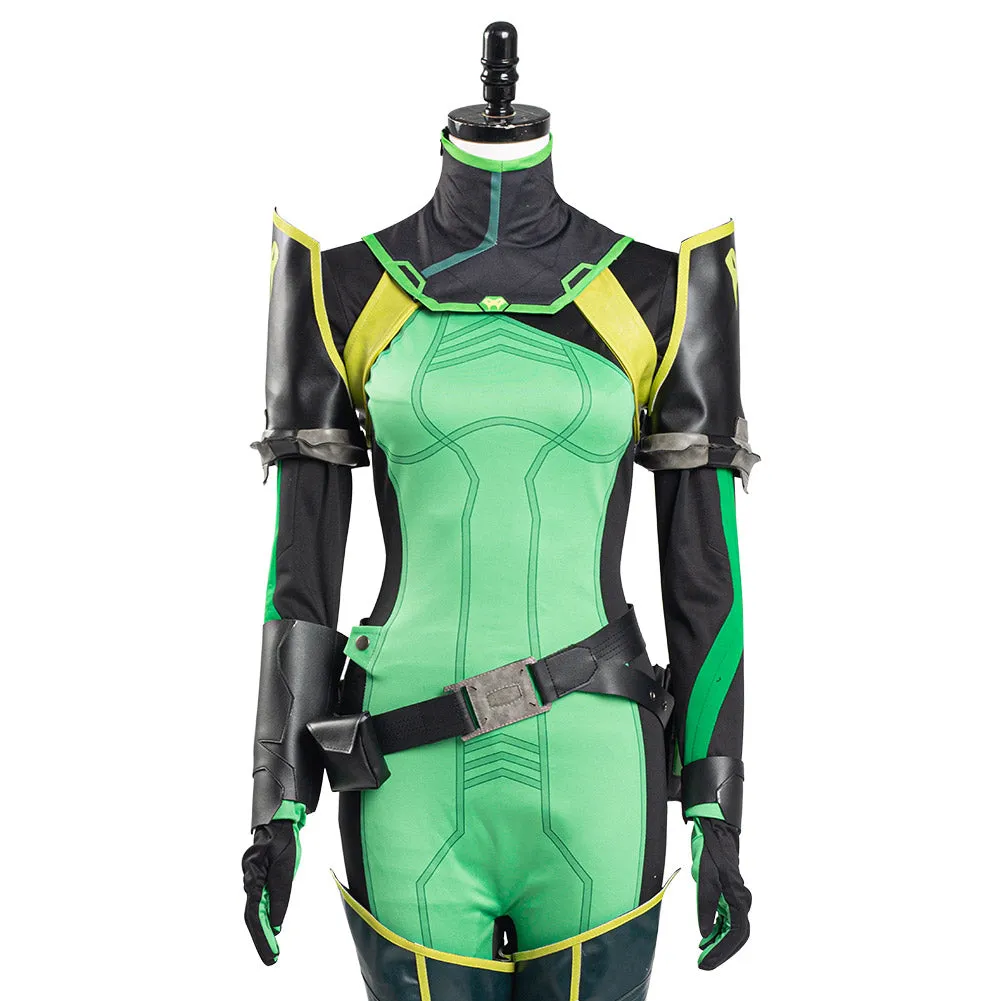 Valorant Halloween Carnival Outfit Viper Cosplay Costume Women Jumpsuit Romper Suit