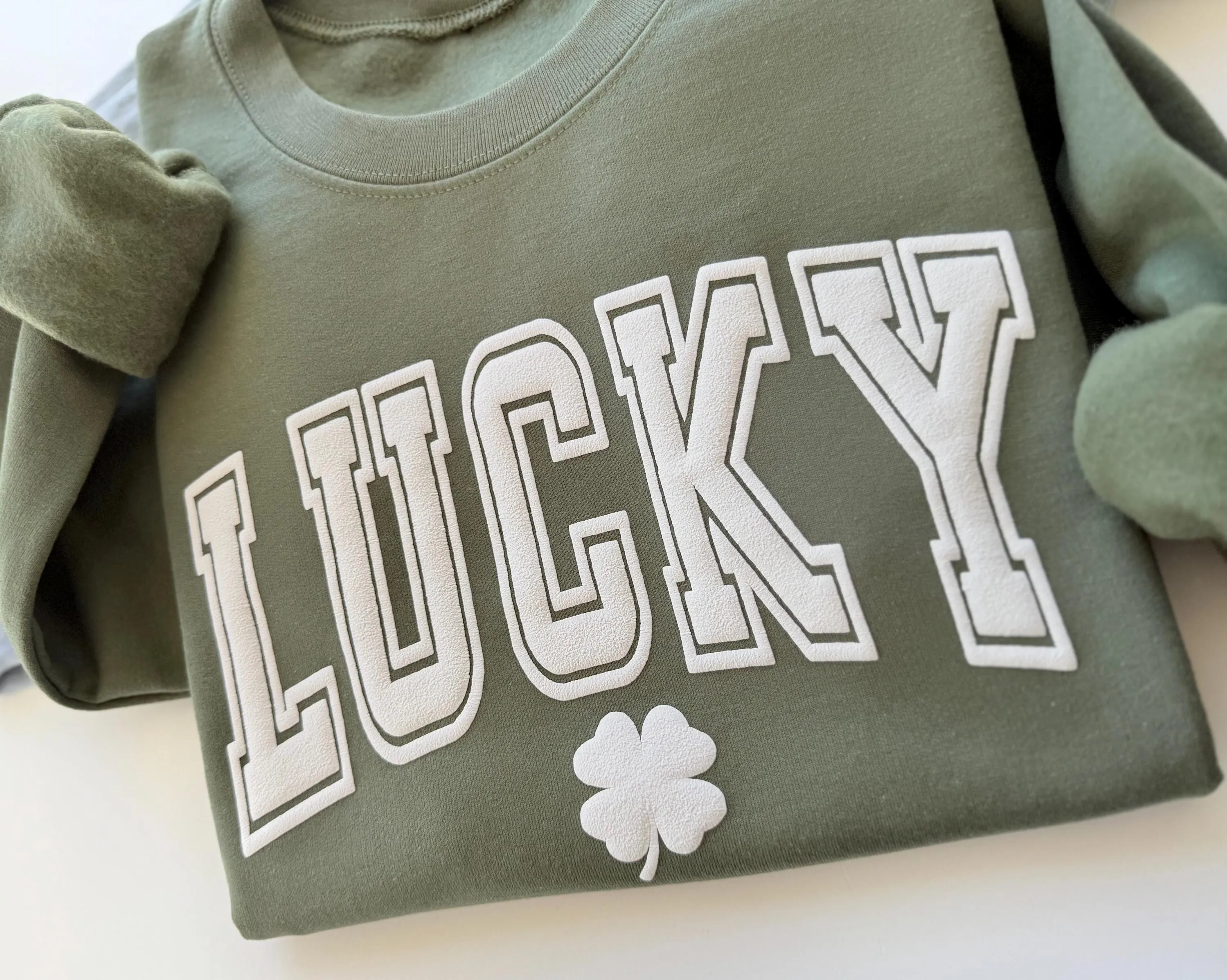 Varsity Lucky Embossed Shamrock Sweatshirt