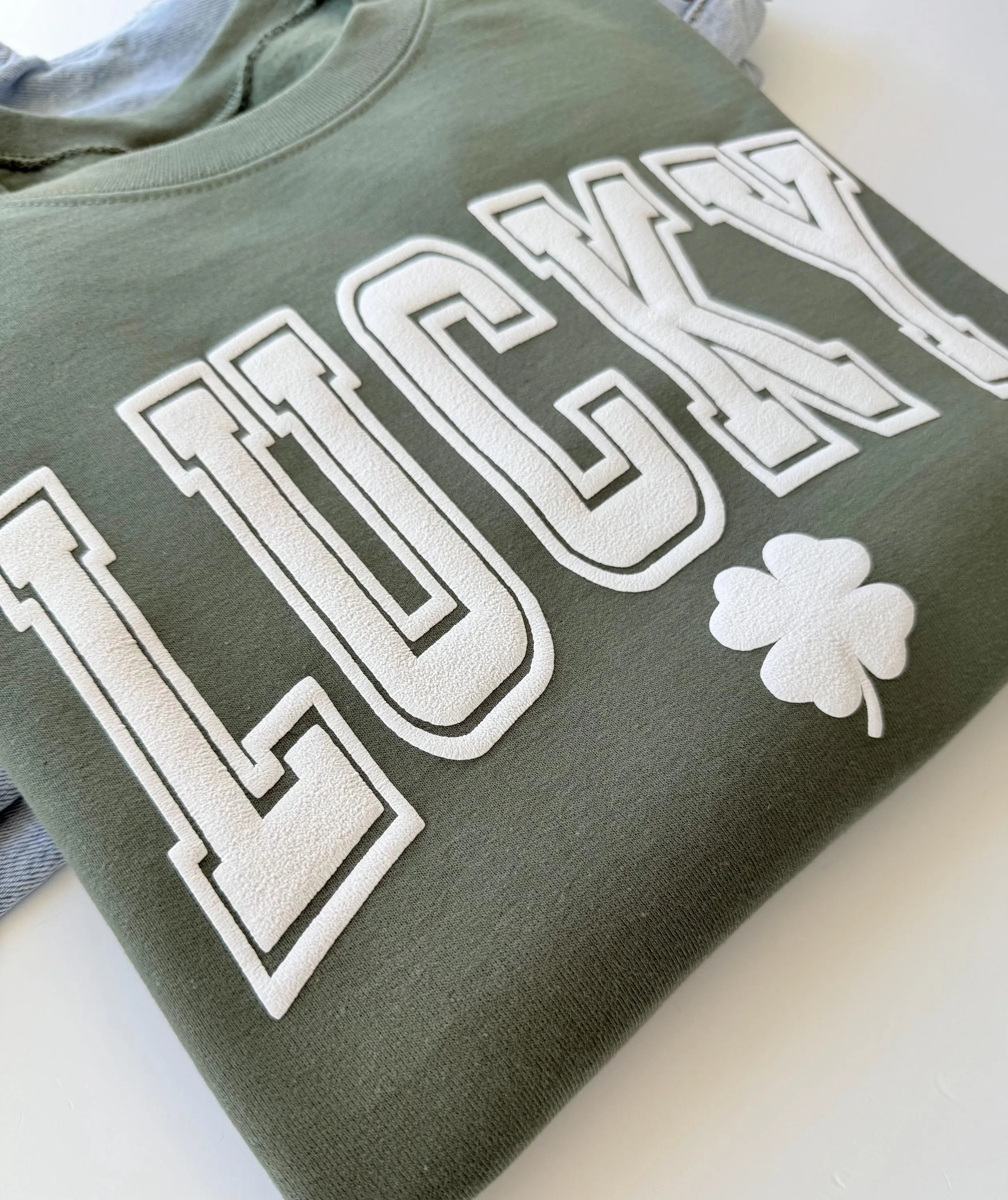 Varsity Lucky Embossed Shamrock Sweatshirt